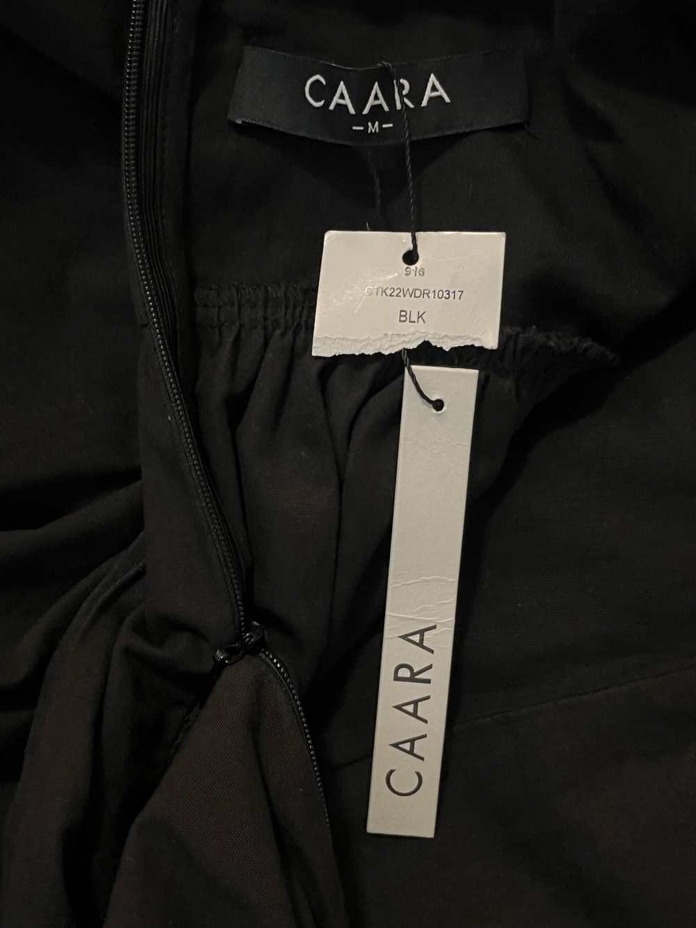 CAARA Black Open Back Bow Mini Dress Cotton Fit & Flare Size M NWT - Picture 10 of 12